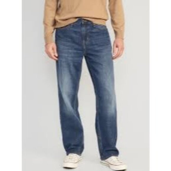 Old Navy Men's 38 x 30 Loose Built Flex Jeans Denim Relaxed Fit Dark Wash - Picture 3 of 10